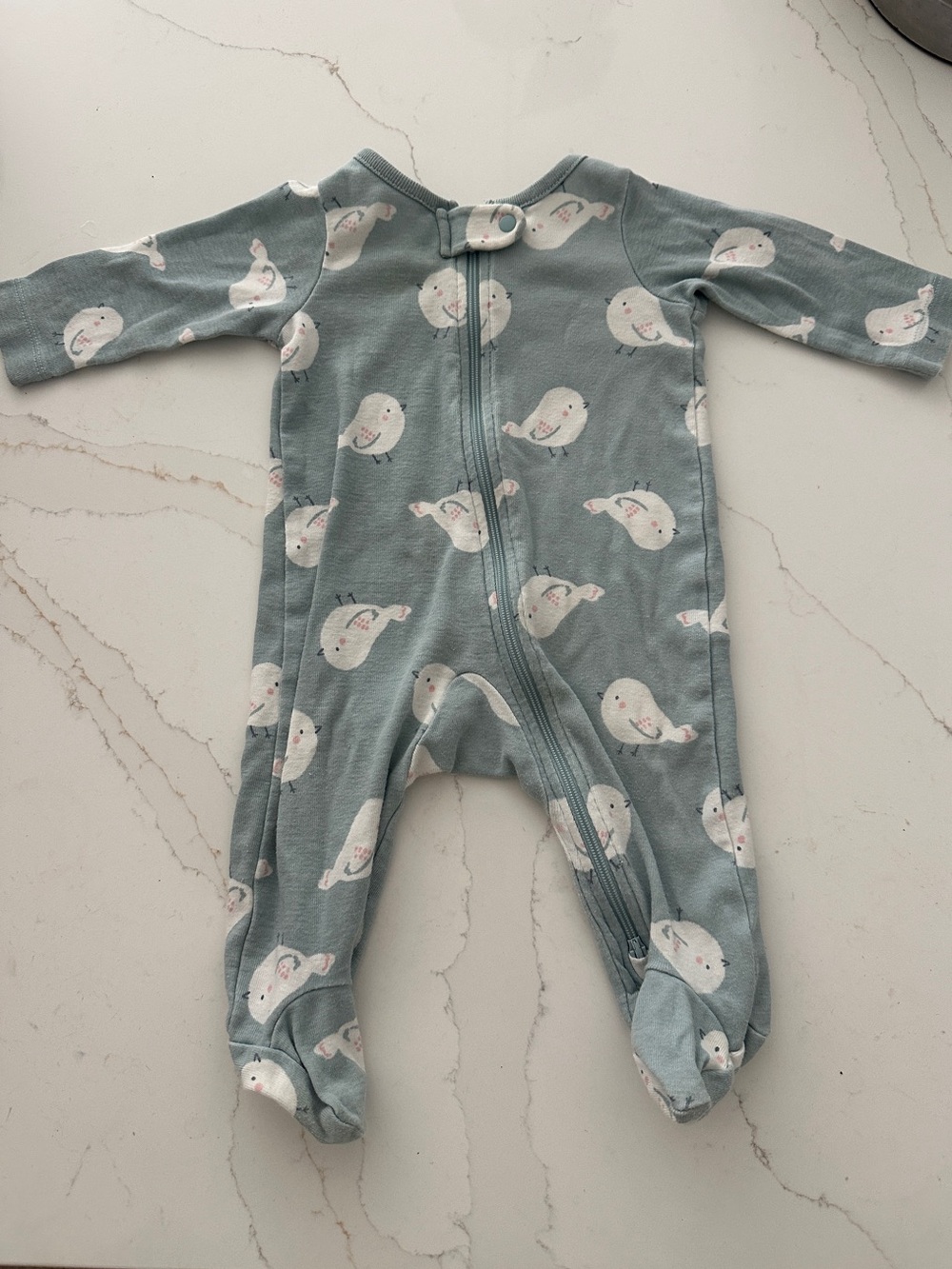Carter's Blue Footed One-Piece with White Bird Print